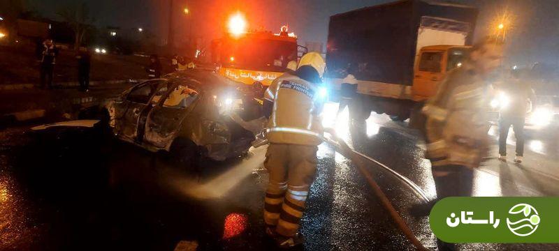 تصادف مهیب در اتوبان آزادگان؛ یک پسر جوان زنده زنده در آتش سوخت + عکس تصادف مهیب در اتوبان آزادگان؛ یک پسر جوان زنده زنده در آتش سوخت + عکس