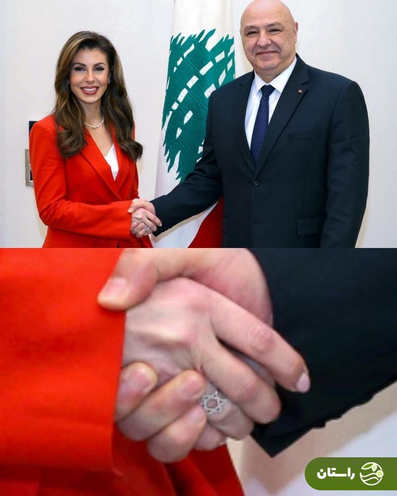 عکس یادگاری مورگان اورتگاس، فرستاده آمریکا به لبنان با گلوله راکت ایرانی