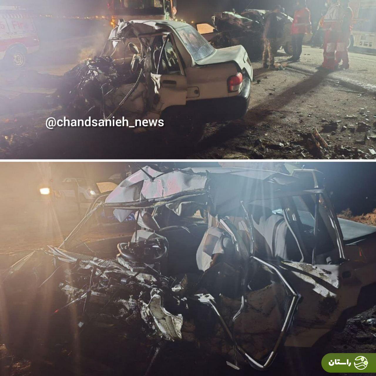 تصاویر هولناک از تصادف در فریمان؛ ۵ نفر حانباختند و پراید له شد