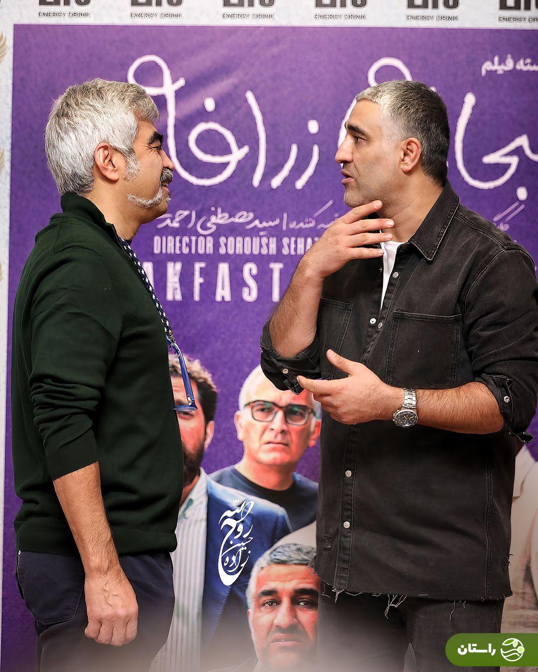 عکس | سروش صحت و پژمان جمشیدی در صبحانه با زرافه‌ها