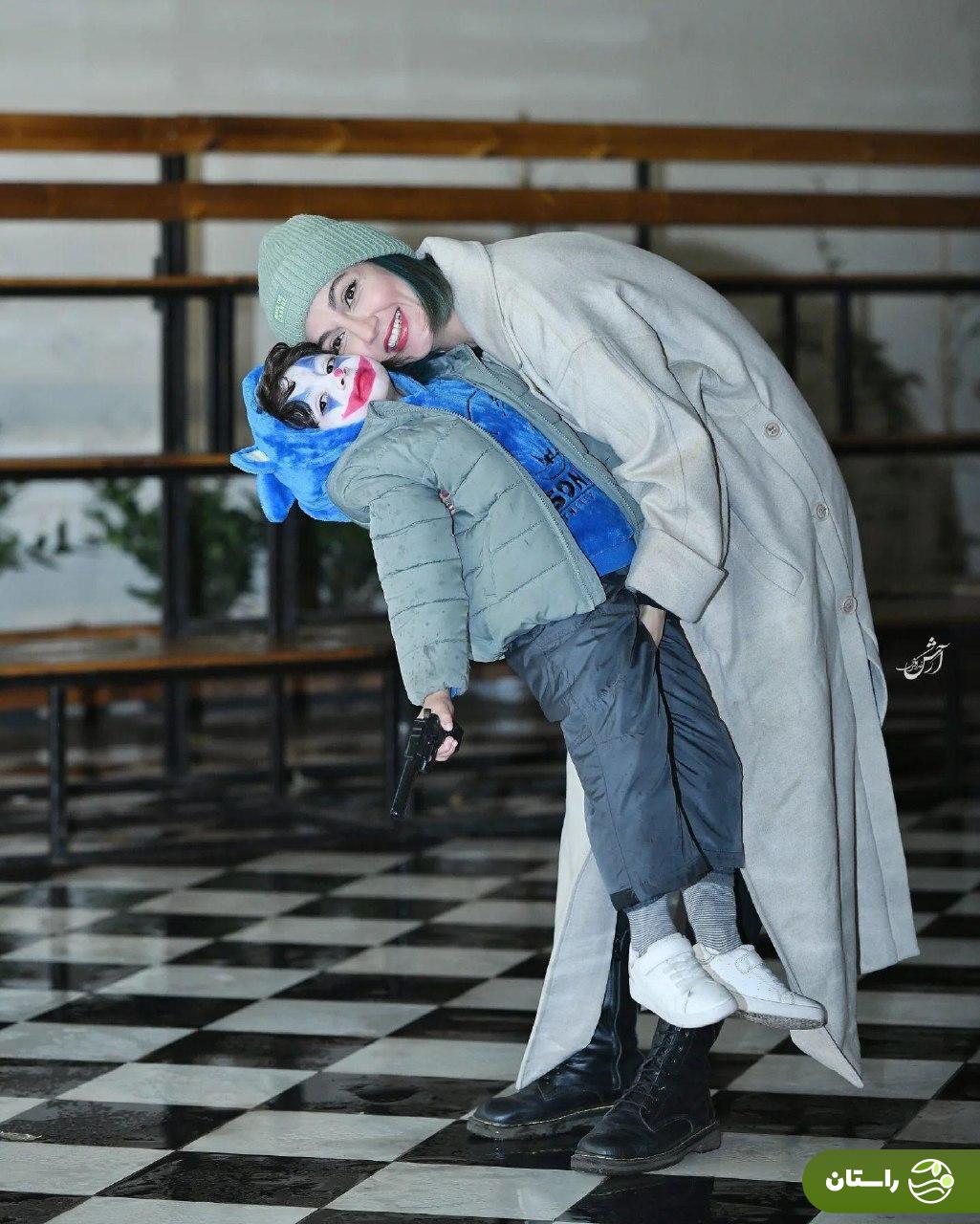 تصاویر جالب از حدیث میرامینی و پسرش با گریم جوکر