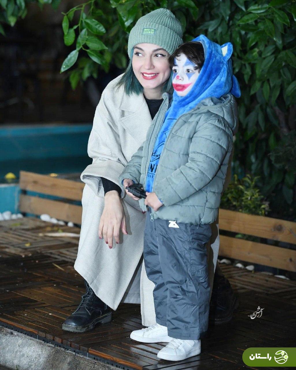 تصاویر جالب از حدیث میرامینی و پسرش با گریم جوکر