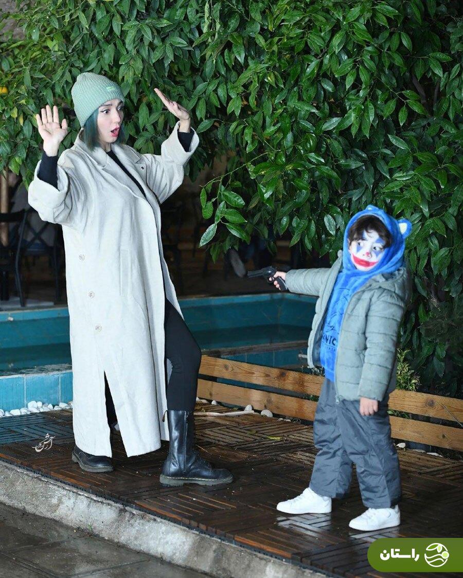 تصاویر جالب از حدیث میرامینی و پسرش با گریم جوکر