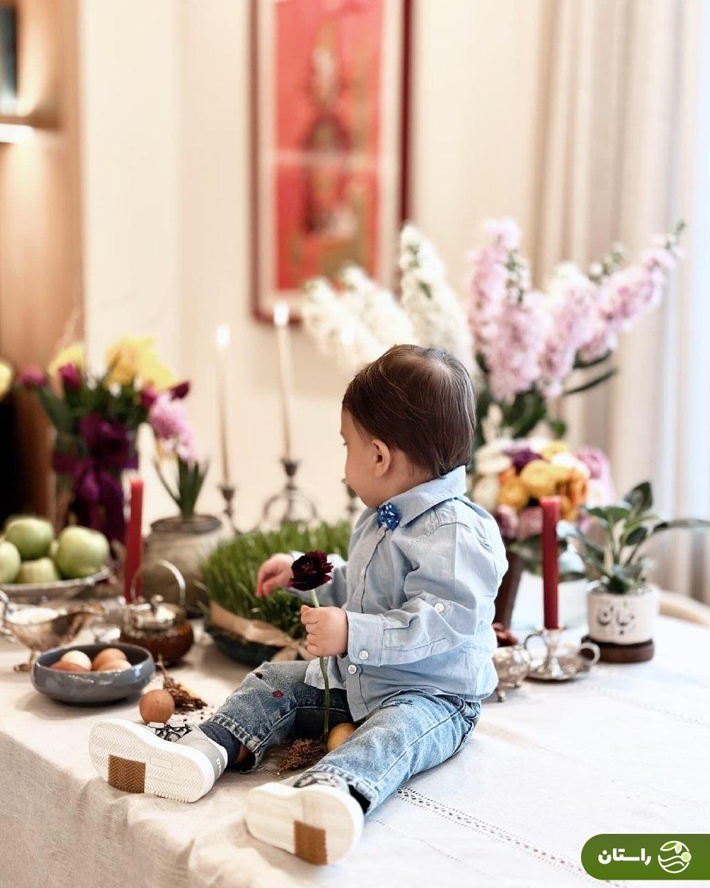 تصاویر | سفره هفت‌سین به سبک مینا مختاری و بهرام رادان