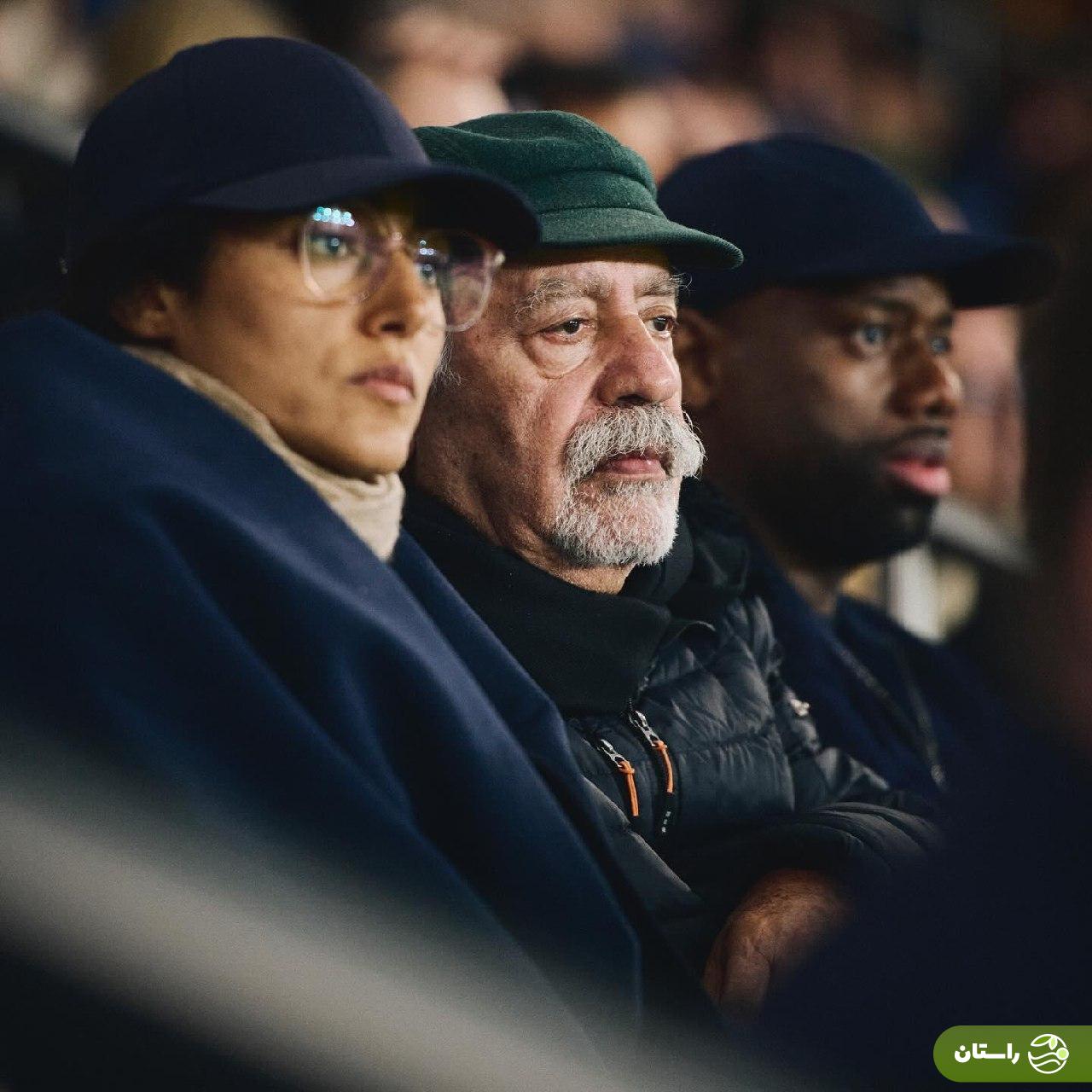 تصاویر | گلشیفته فراهانی و پدرش در حال تماشای بازی پاری سن ژرمن