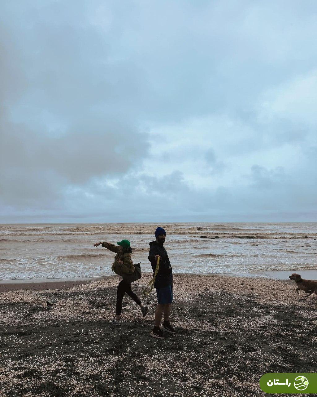 عکس عاشقانه شیدا خلیق و همسرش کیوان ساکت‌اف لب ساحل