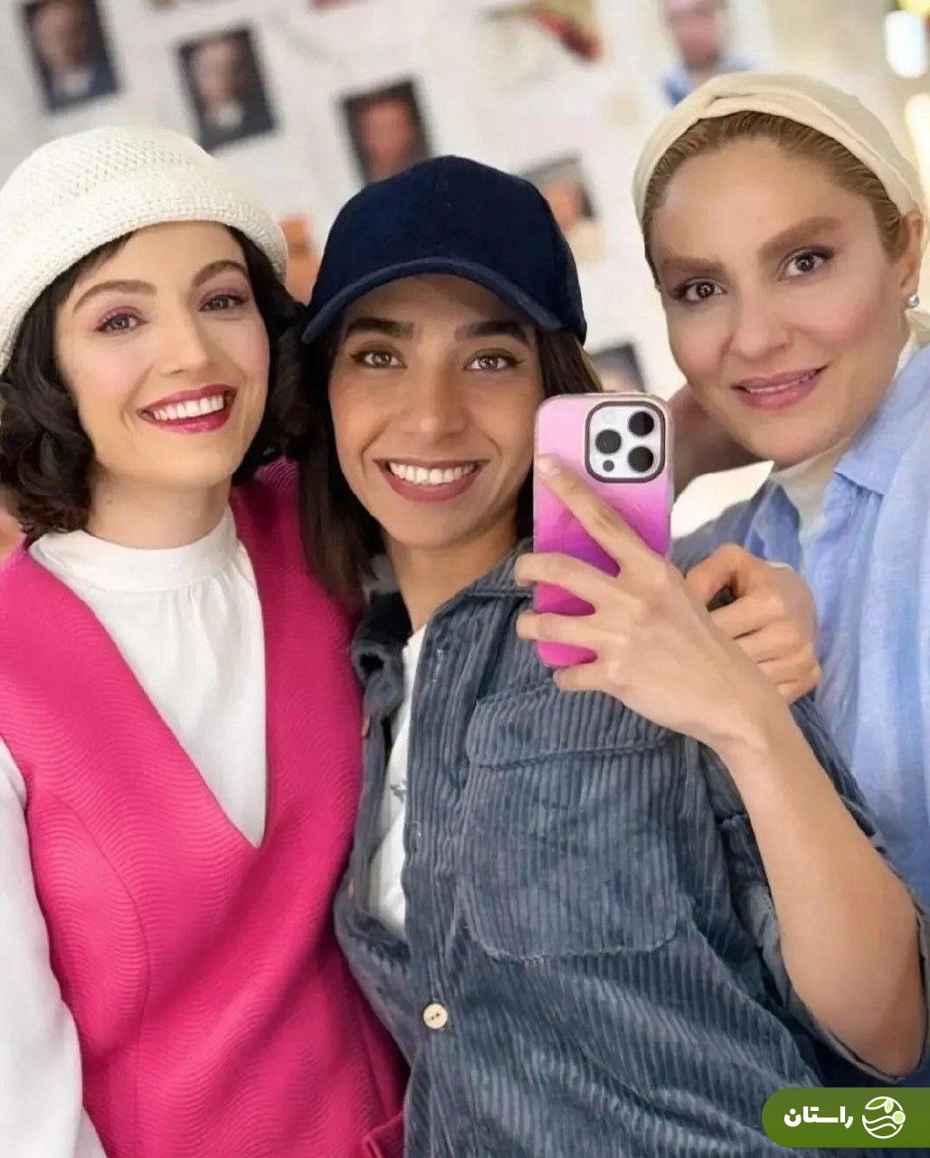 تصاویر تازه‌ از مهسا حجازی (شیرین) با محمدرضا غفاری (آرش) و هوتن شکیبا (خسرو) در پشت صحنه سریال تاسیان