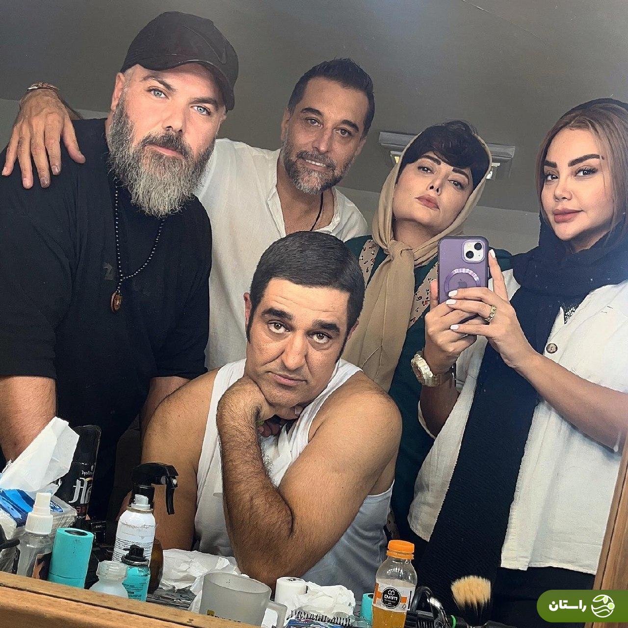 عکس | پژمان جمشید و نگار فروزنده در اتاق گریم فیلم دایناسور