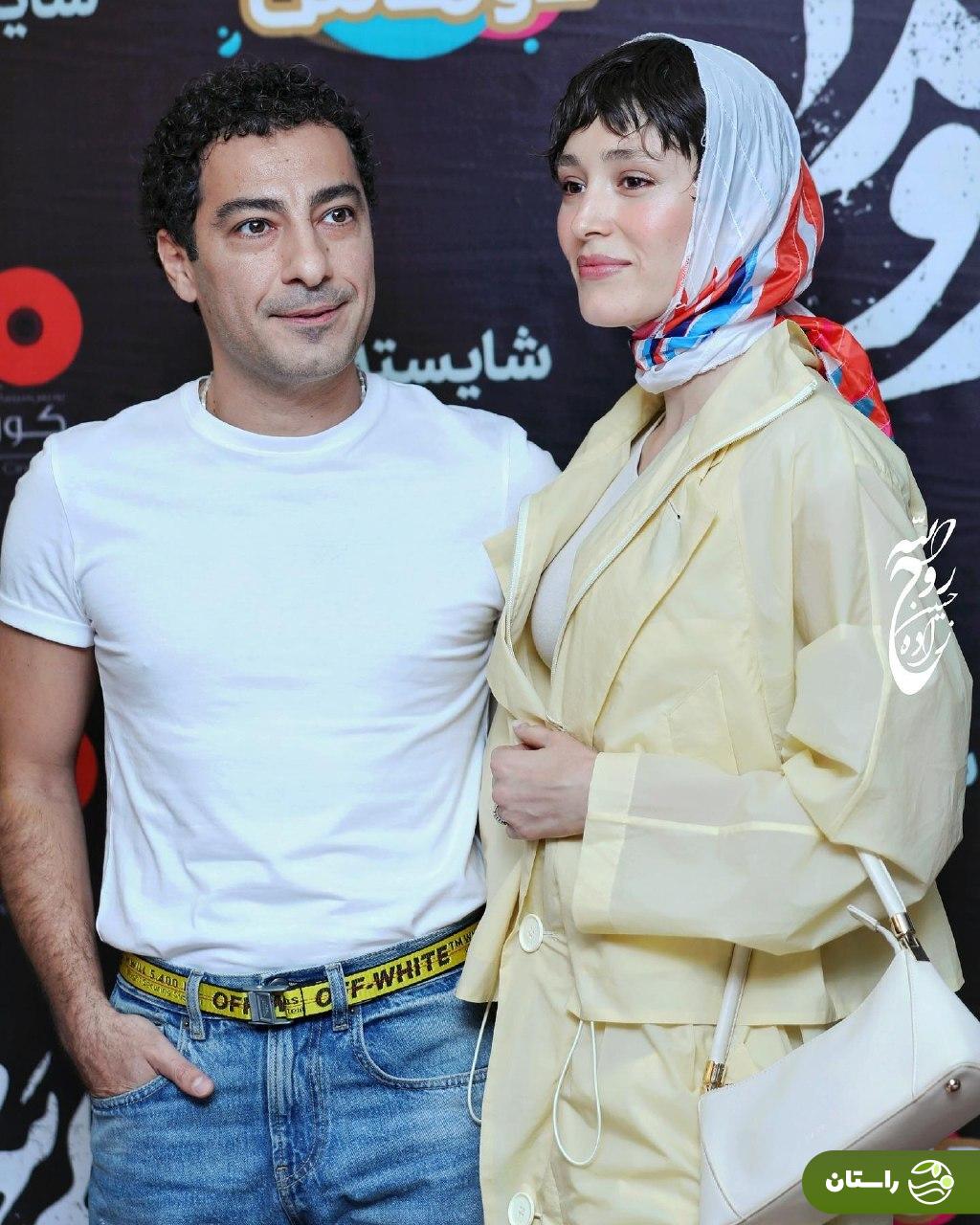 تصاویر عاشقانه نوید محمدزاده و فرشته حسینی در اکران مردمی فیلم «بی سر و صدا»