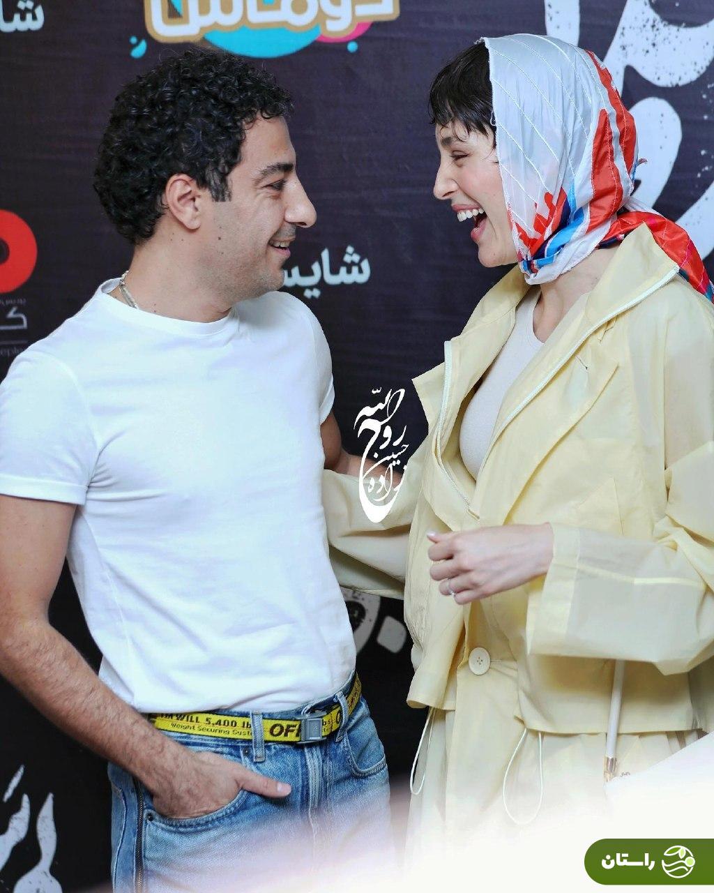 تصاویر عاشقانه نوید محمدزاده و فرشته حسینی در اکران مردمی فیلم «بی سر و صدا»