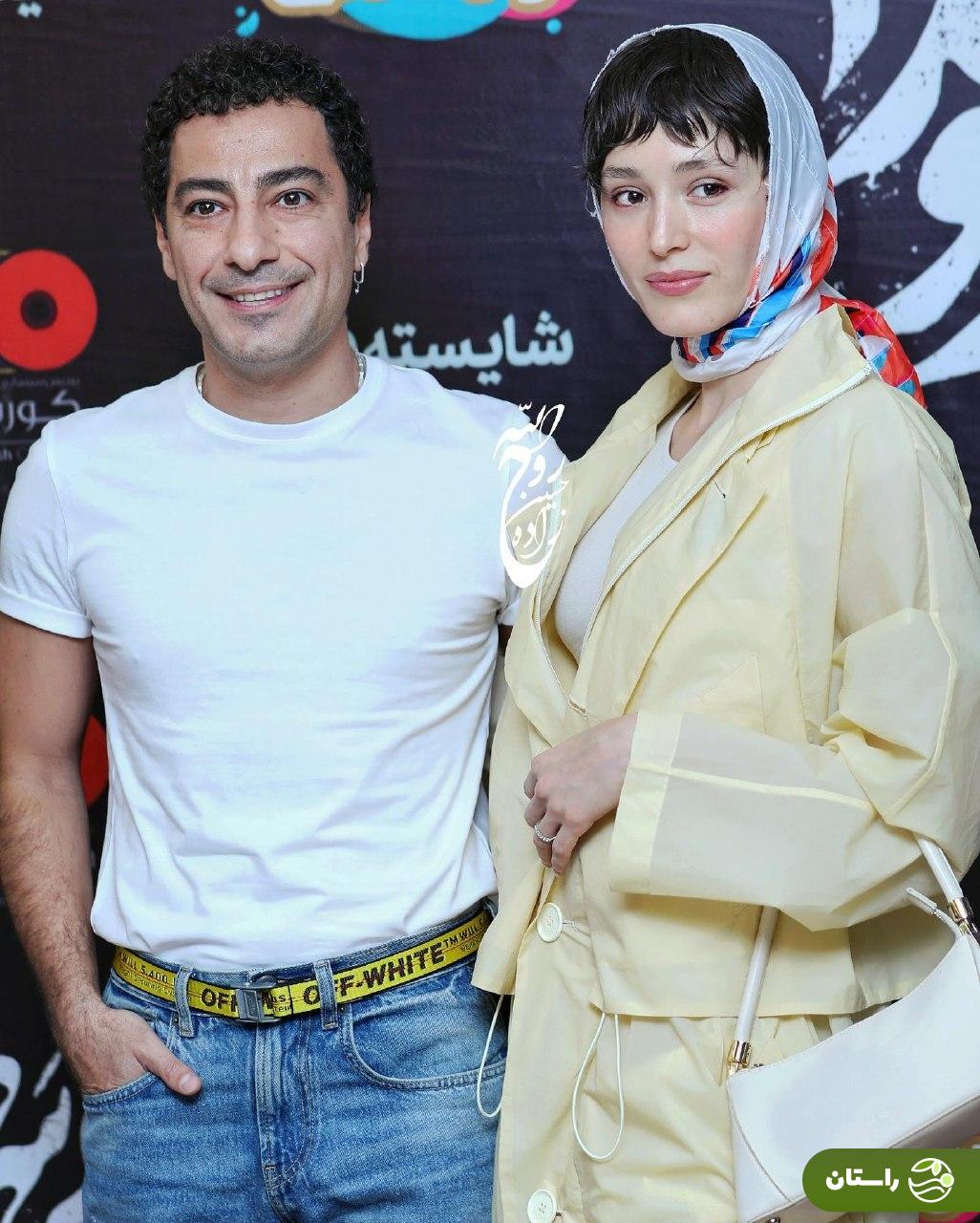 تصاویر عاشقانه نوید محمدزاده و فرشته حسینی در اکران مردمی فیلم «بی سر و صدا»