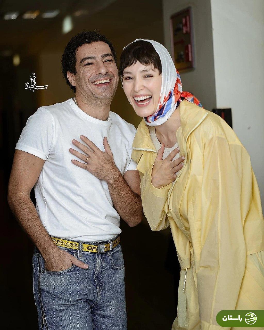 تصاویر عاشقانه نوید محمدزاده و فرشته حسینی در اکران مردمی فیلم «بی سر و صدا»