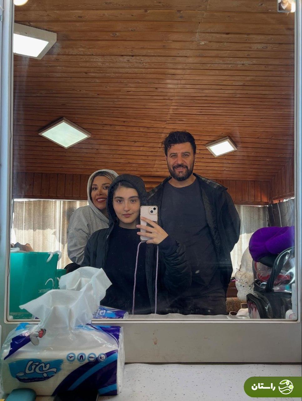 تصاویر دیدنی از پشت صحنه سریال وحشی؛ داوود (جواد عزتی)، رها (نگار جواهریان) و شکوفه (زهرا مددی)