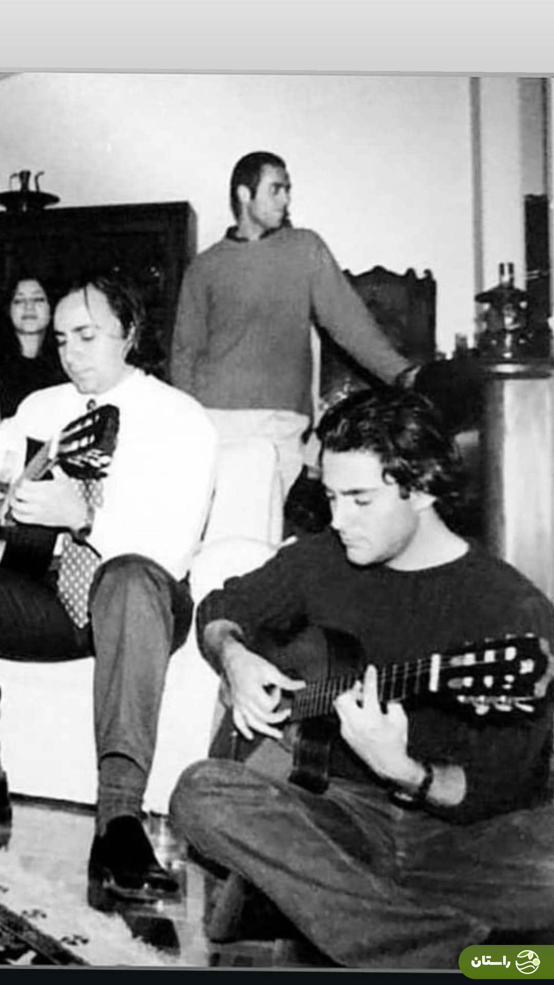 عکس | تونل زمان؛ گیتار زدن محمدرضا گلزار و پیام صالحی خواننده و گیتاریست گروه آریان؛ دهه ۸۰