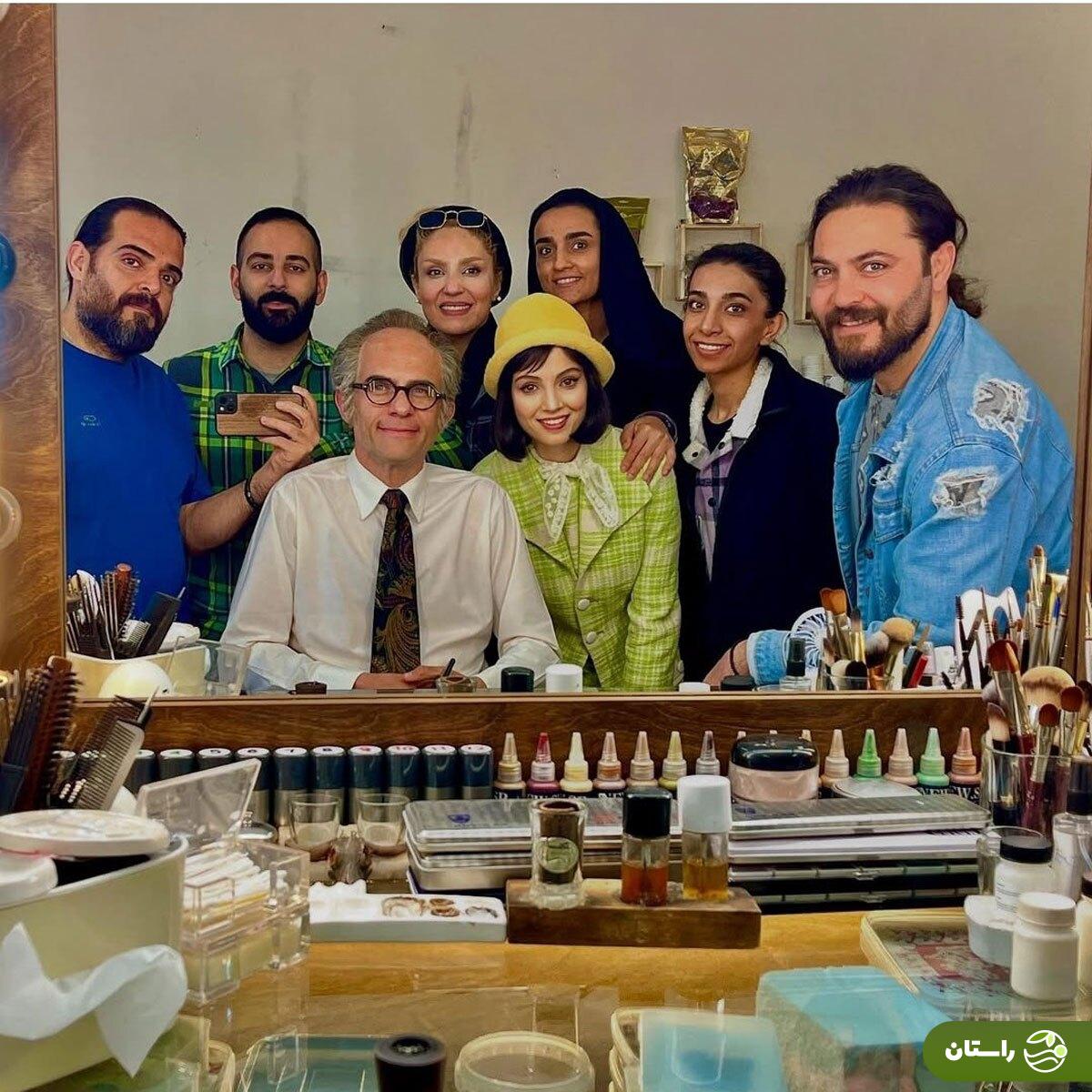 عکس‌ | شیرین نجات‌ (مهسا حجازی) و جمشید نجات (بابک حمیدیان) در اتاق گریم سریال تاسیان