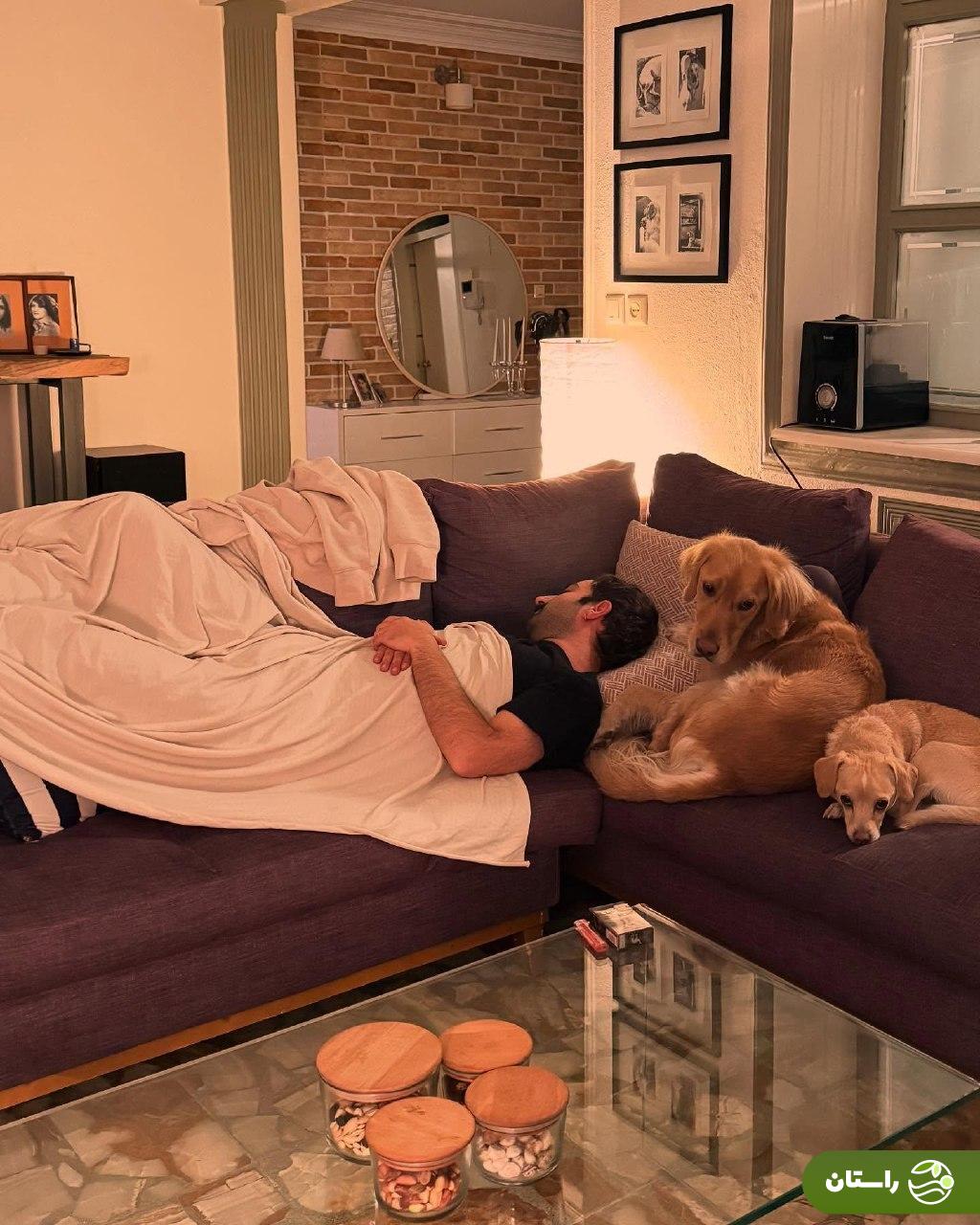 دلنوشته تلخ شیدا خلیق: دلم براى خونه تنگ شده + عکس همسر در خواب و سگ‌هایش