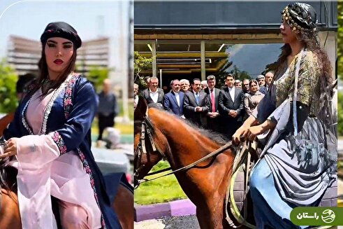 نمایش عجیب استاندار کردستان؛ اسب سواری زنان در استقبال از هیات خارجی جنجال به پا کرد + ویدئو