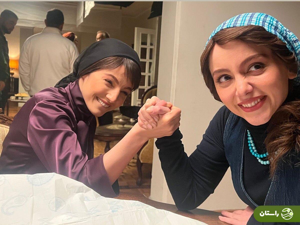 تصاویر | مچ‌اندازی شیرین (مهسا حجازی) و  مریم (نازنین بیاتی) در پشت صحنه سریال تاسیان