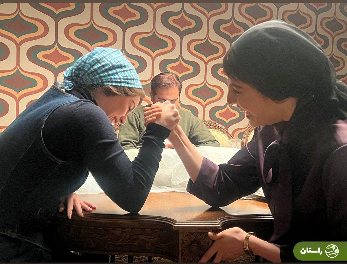 تصاویر | مچ‌اندازی شیرین (مهسا حجازی) و  مریم (نازنین بیاتی) در پشت صحنه سریال تاسیان