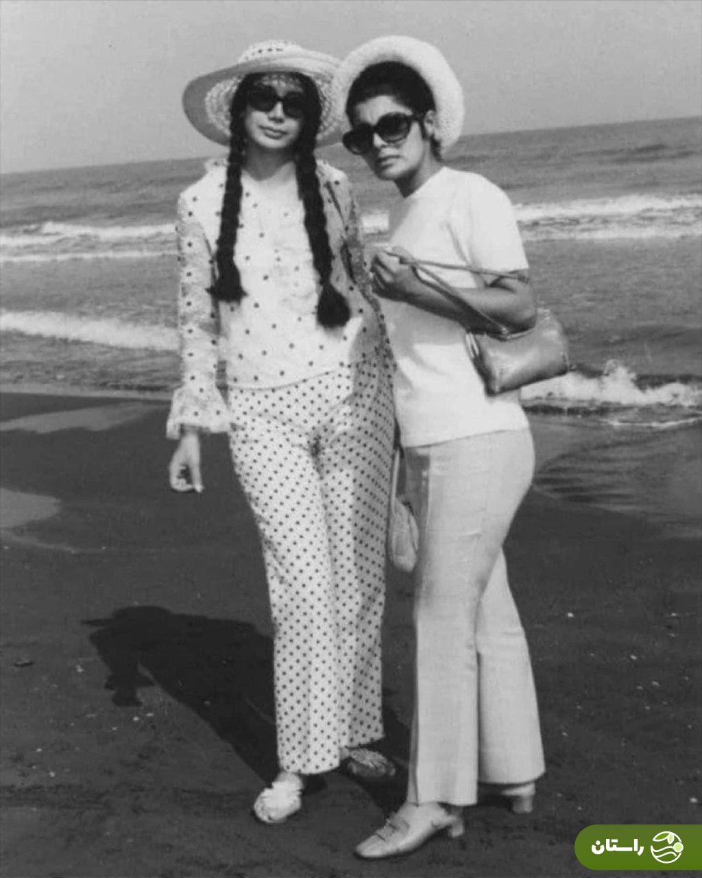 عکس | تونل زمان؛ رامش و فروزنده اربابی لب دریا؛ دهه ۴۰