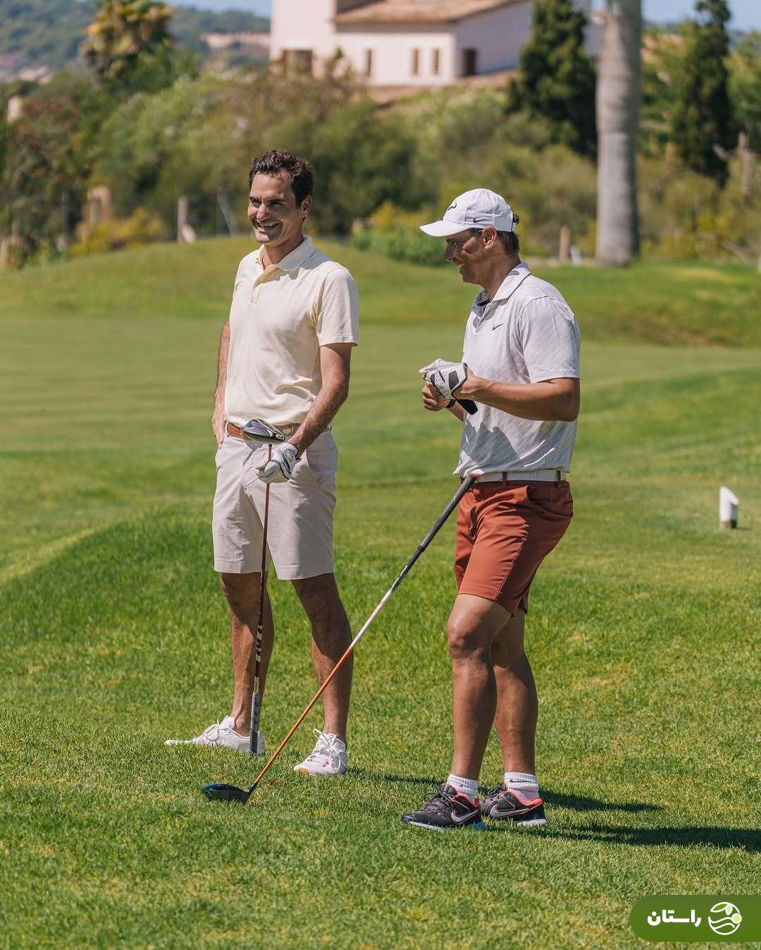 تصاویر | راجرر فدرر و رافائل نادال در حال تمرین گلف