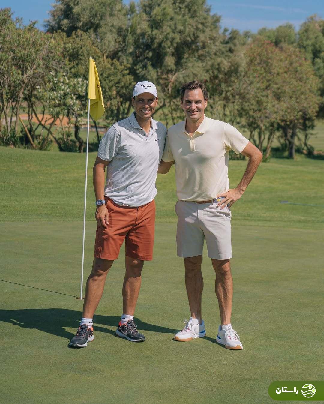 تصاویر | راجرر فدرر و رافائل نادال در حال تمرین گلف