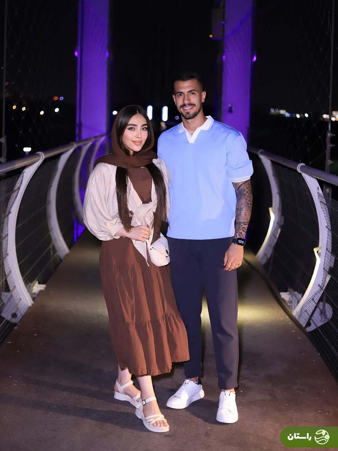 عکس عاشقانه امیررضا رفیعی دروازه‌بان پرسپولیس در کنار همسرش