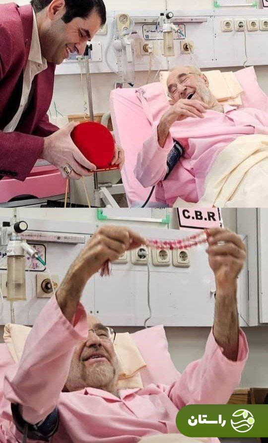 عکس | خاتمی با یک هدیه خاص در بیمارستان سورپرایز شد؛ چرا همه چیز صورتی بود؟!