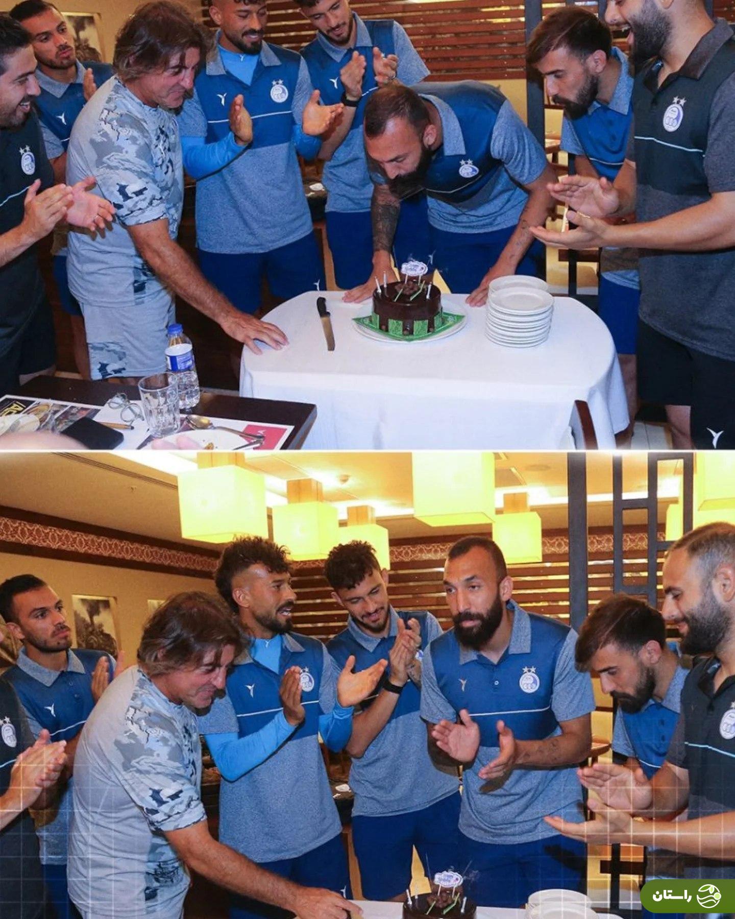 شوخی ساپینتو با روزبه چشمی کاپیتان استقلال در جشن تولدش