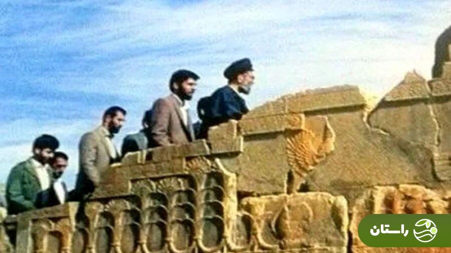 عکس | تونل زمان؛ بازدید آیت‌الله خامنه‌ای تخت جمشید؛ ۲۱ آذر ۱۳۶۷