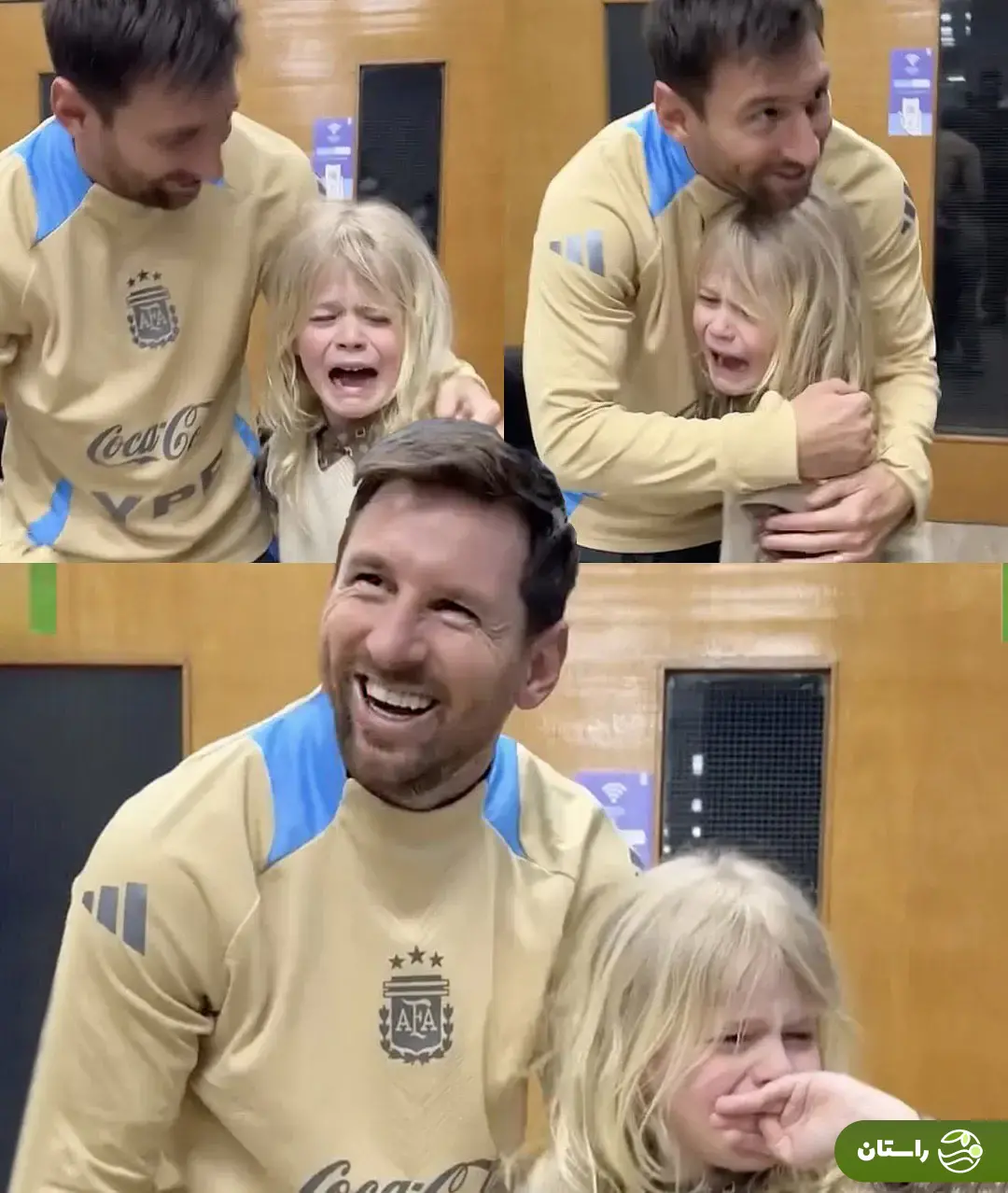 (ویدئو) اشک‌های شدید یک دختر بچه پس از دیدار با مسی