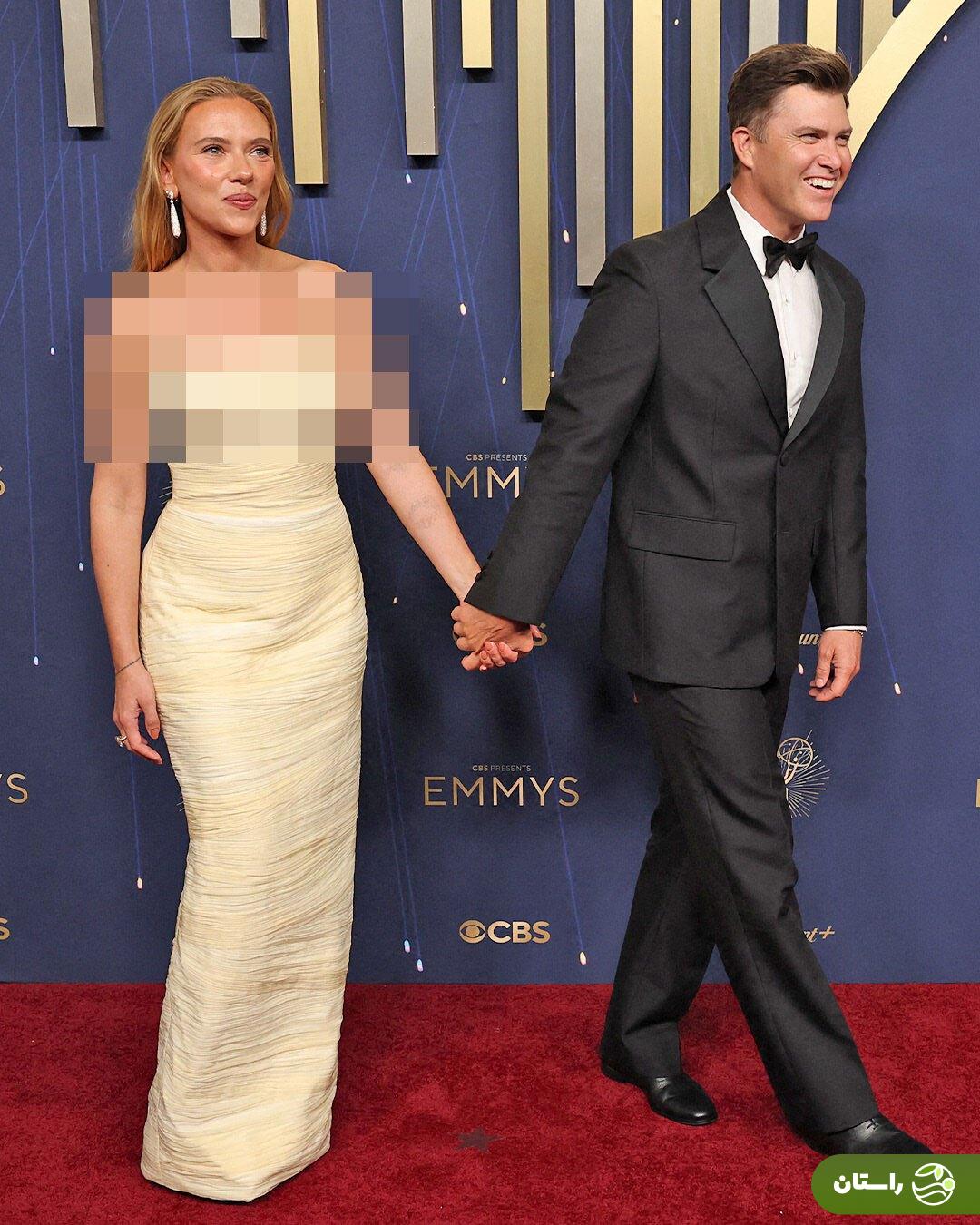 (تصاویر) ظاهر شیک اسکارلت جوهانسون و همسرش کارلین جاست روی فرش قرمز جشنواره امی ۲۰۲۵