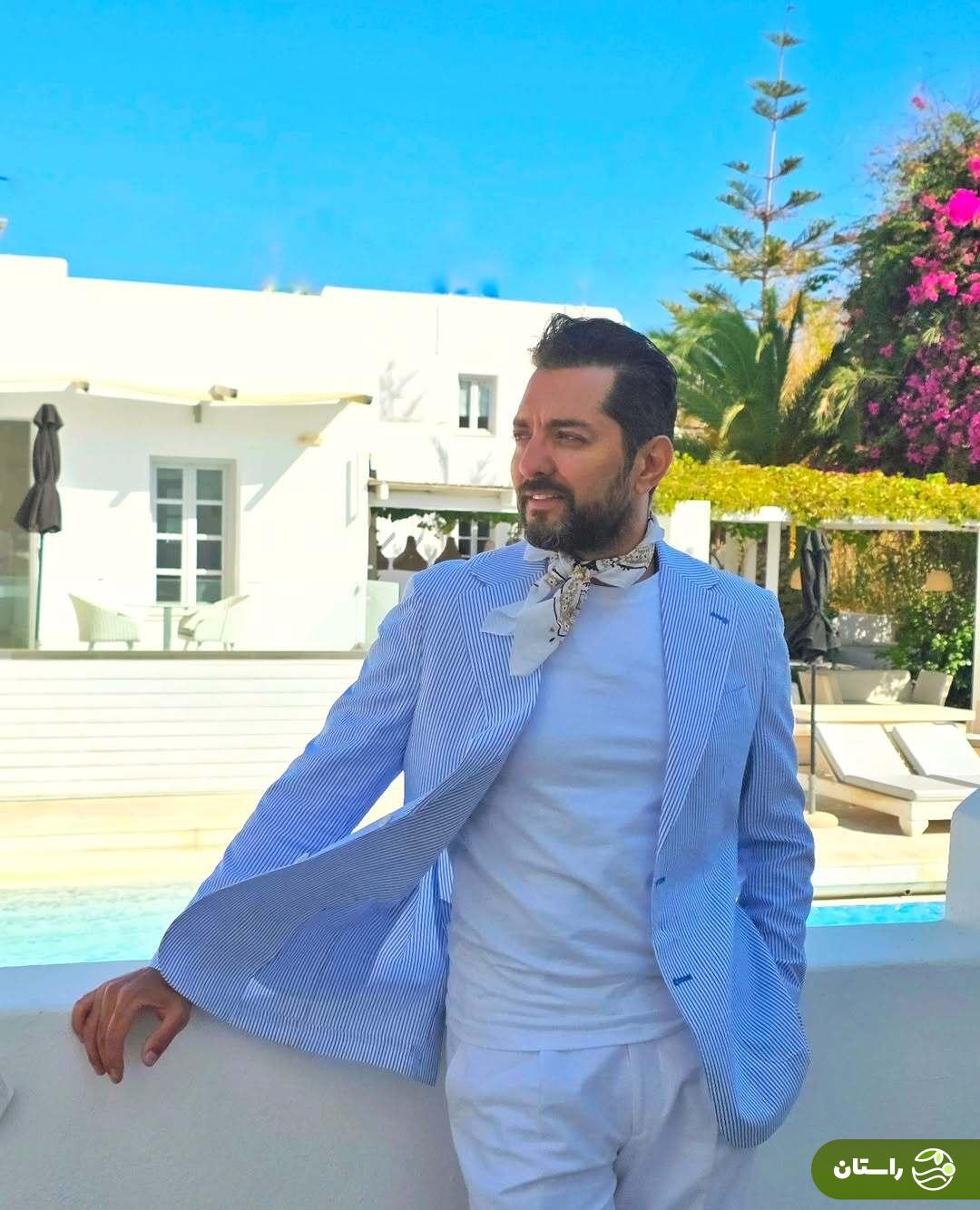 (تصاویر) سفر لاکچری بهرام رادان، همسر و فرزندش به یونان