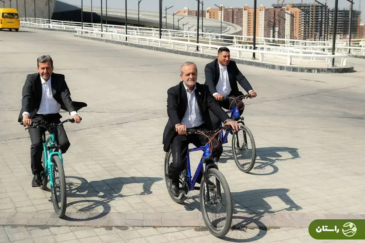 (ویدئو) دوچرخه سواری مسعود پزشکیان در مسیر سلامت اصفهان