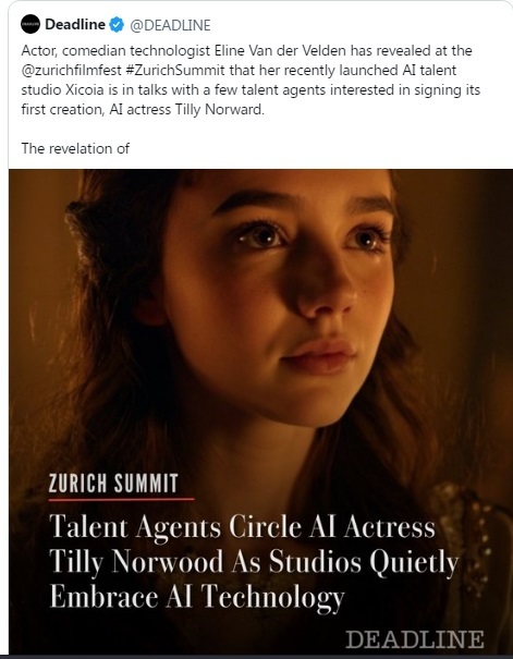 هالیوود برای امضای قرارداد با اولین بازیگر تولیدشده توسط هوش مصنوعی آماده میشود هالیوود برای امضای قرارداد با اولین بازیگر تولیدشده توسط هوش مصنوعی آماده میشود