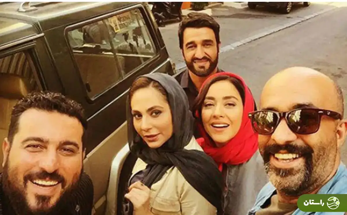 (عکس) تونل زمان؛ پژمان جمشیدی رعنا آزادی‌ور، محسن کیایی، بهاره کیان افشار در پشت صحنه «لونه زنبور»؛ سال ۹۶