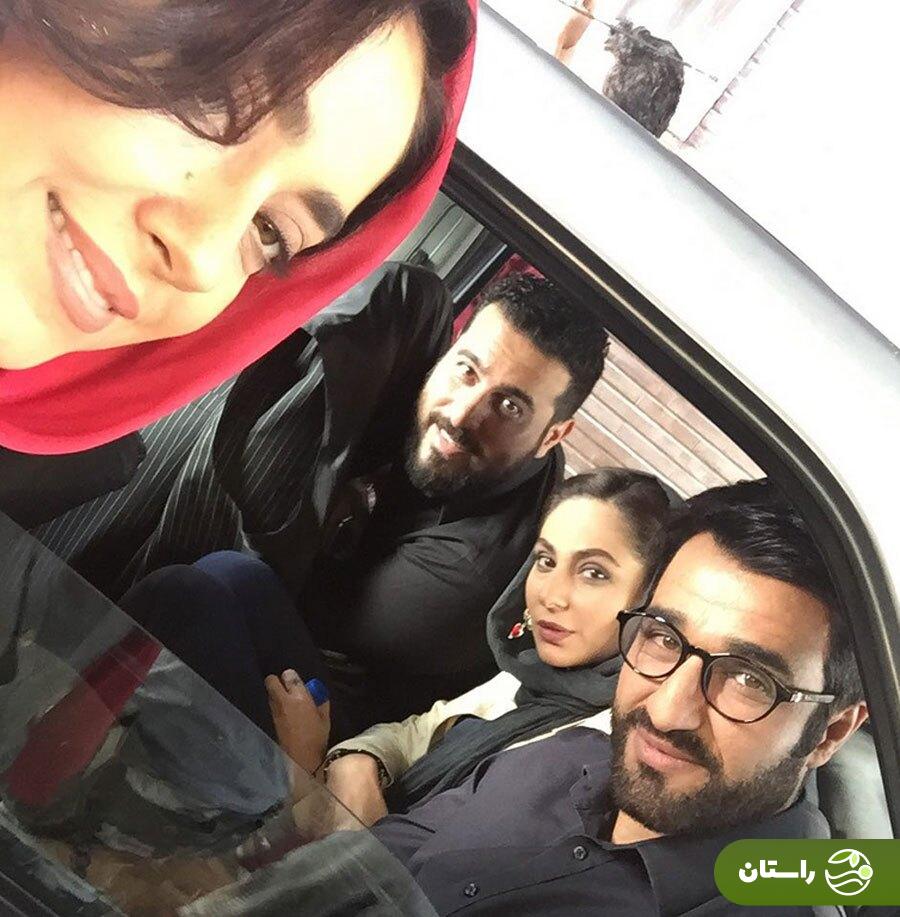 (عکس) تونل زمان؛ پژمان جمشیدی رعنا آزادی‌ور، محسن کیایی، بهاره کیان افشار در پشت صحنه «لونه زنبور»؛ سال ۹۶