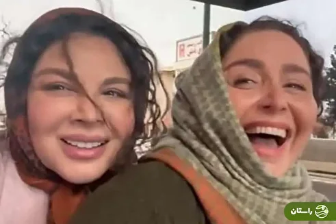 (ویدئو) موتورسواری ژاله صامتی و شهره سلطانی در پشت صحنه یک سریال