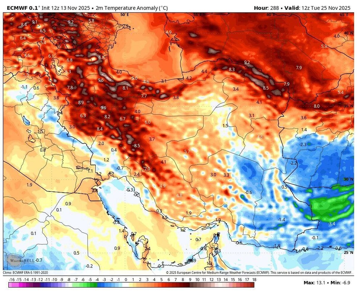 اتفاق ترسناک برای اواخر آبان و اوایل آذر ماه؛ یک ناهنجاری گرمایی کم‌سابقه