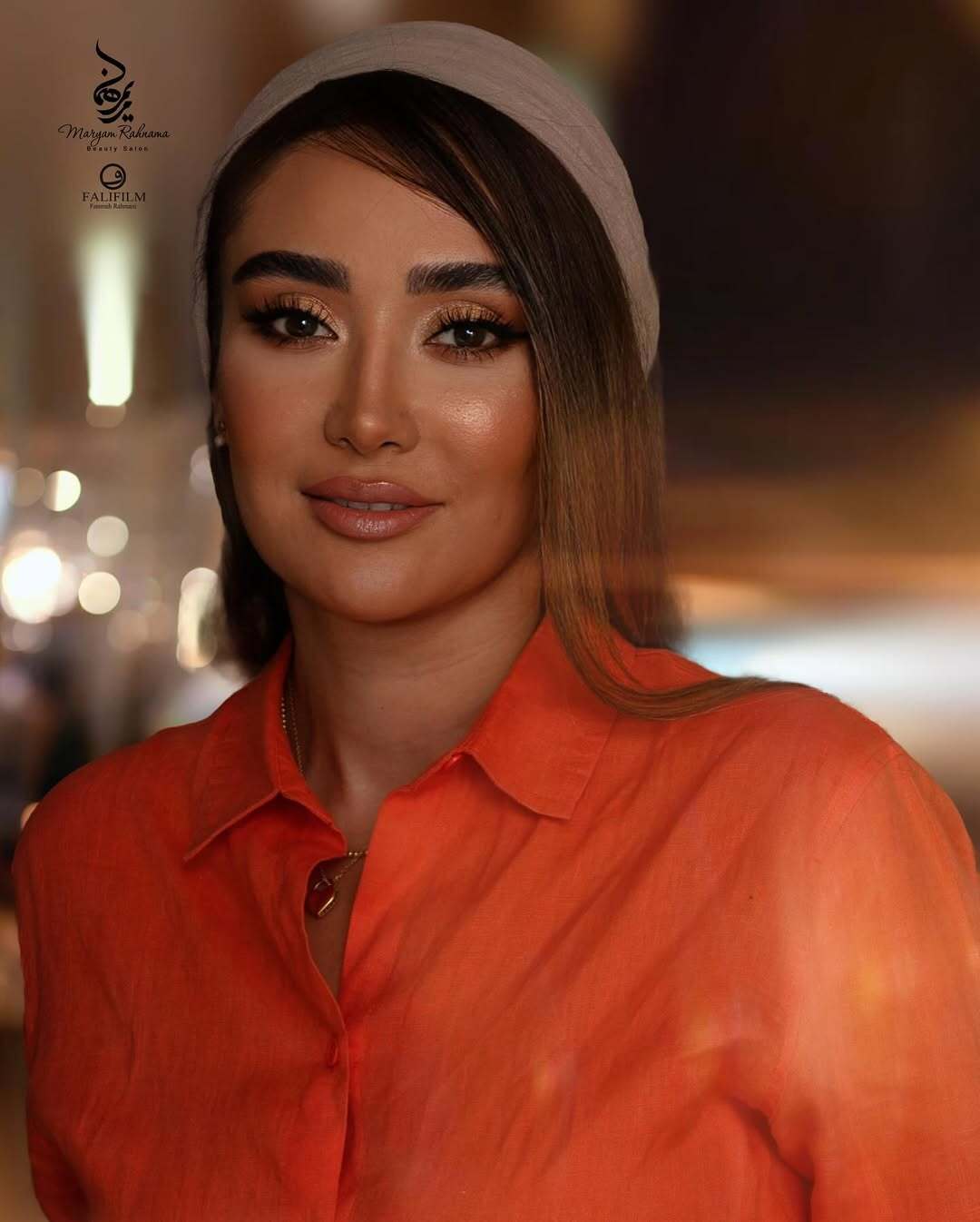 (عکس) میکاپ جدید بهاره افشاری با پیراهن نارجی