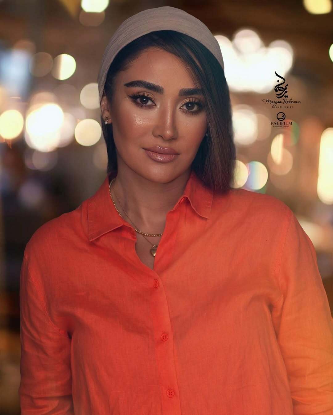 (عکس) میکاپ جدید بهاره افشاری با پیراهن نارجی