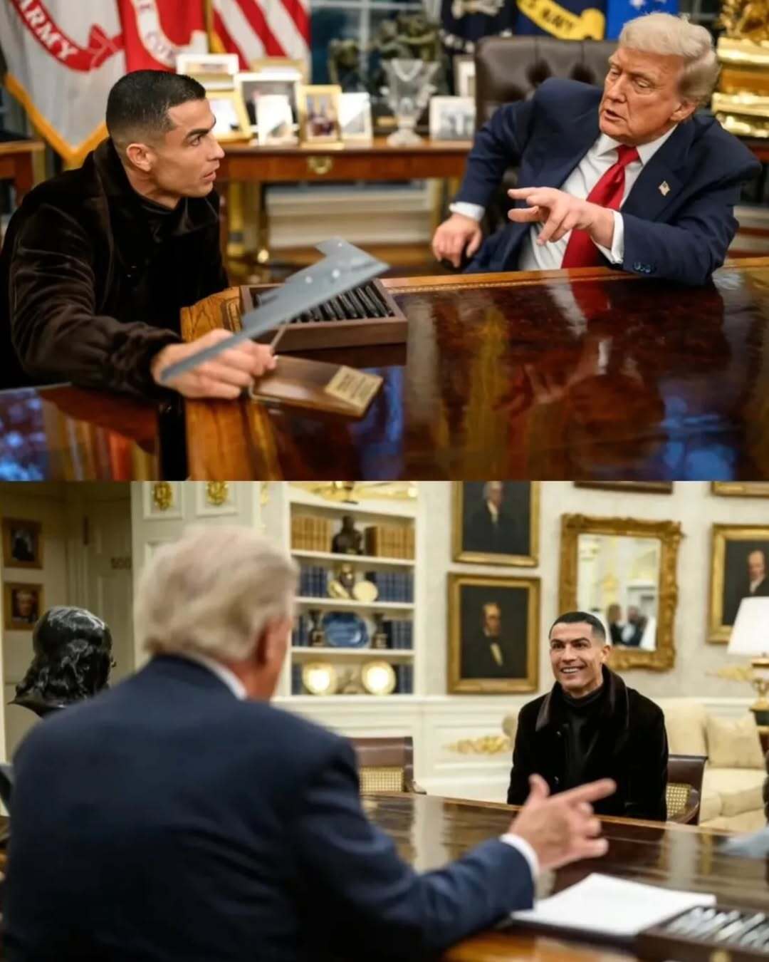 (عکس) ترامپ کلید کاخ سفید را به رونالدو اهدا کرد