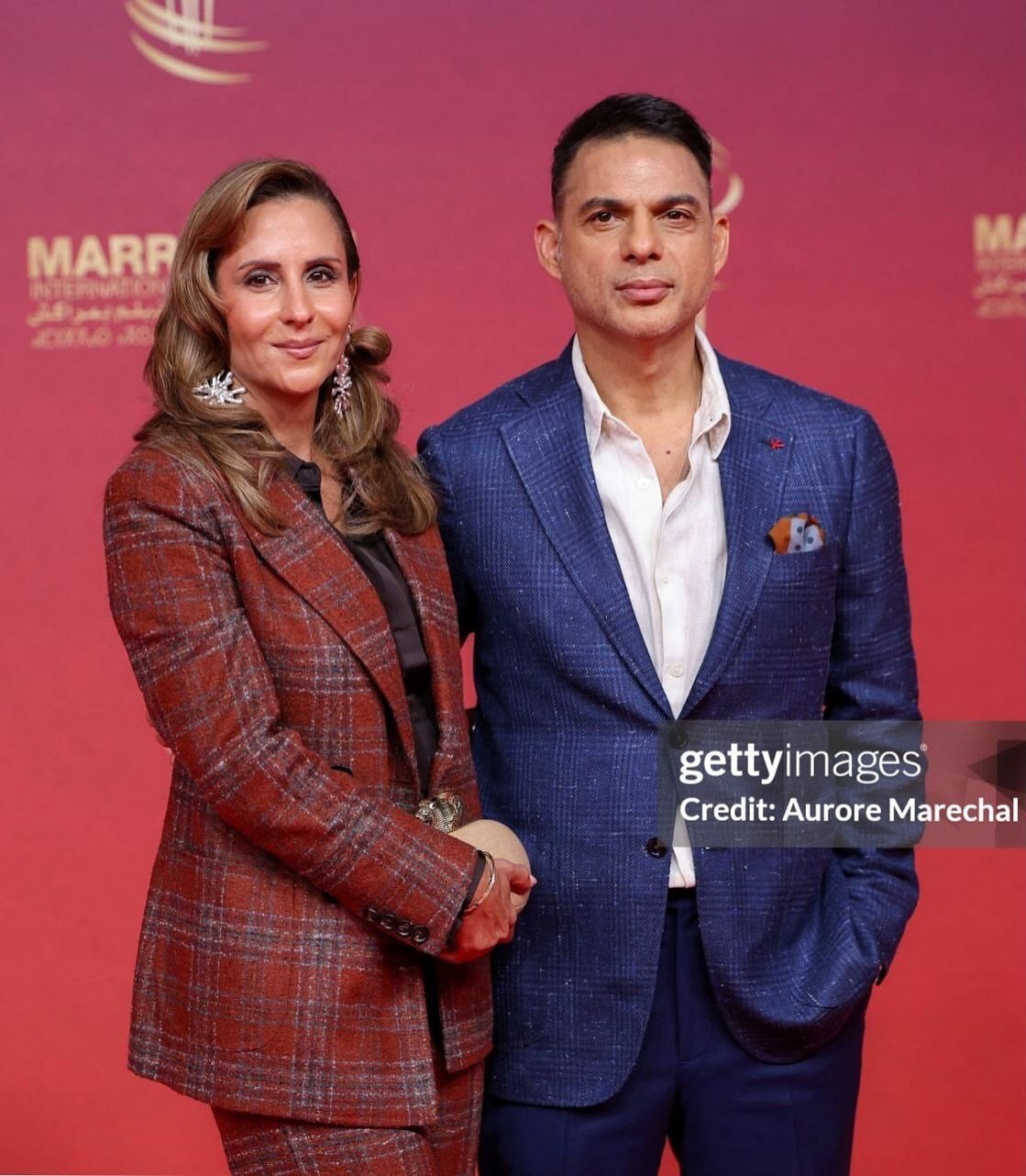 (عکس) استایل شیک پیمان معادی و همسرش روی فرش قرمز جشنواره مراکش