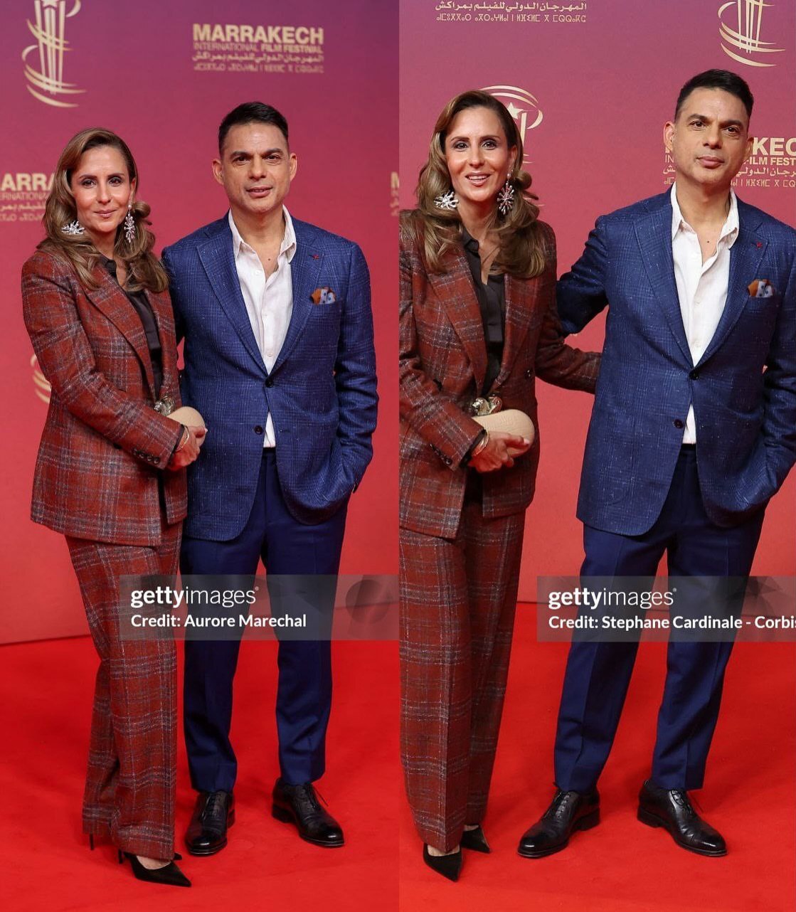 (عکس) استایل شیک پیمان معادی و همسرش روی فرش قرمز جشنواره مراکش