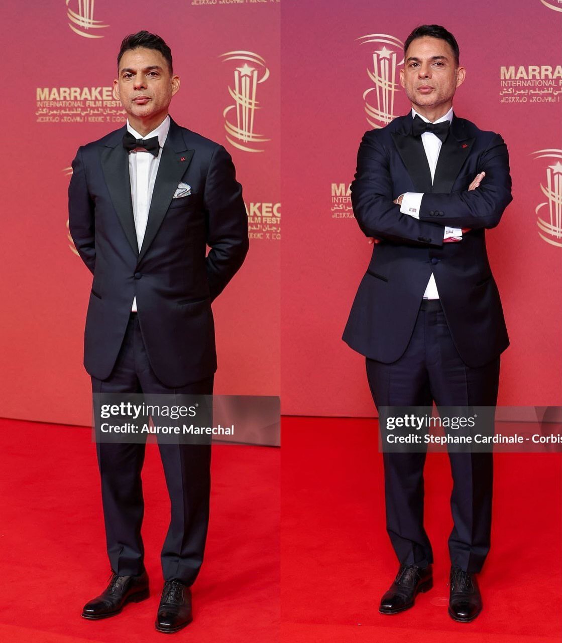 (عکس) استایل شیک پیمان معادی و همسرش روی فرش قرمز جشنواره مراکش