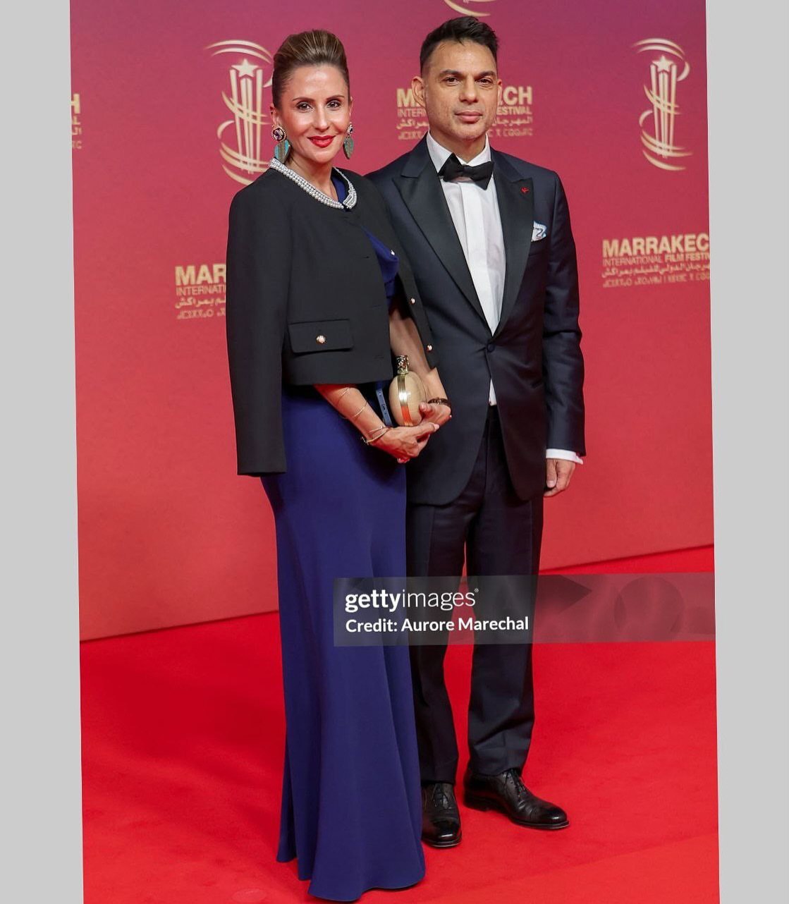 (عکس) استایل شیک پیمان معادی و همسرش روی فرش قرمز جشنواره مراکش