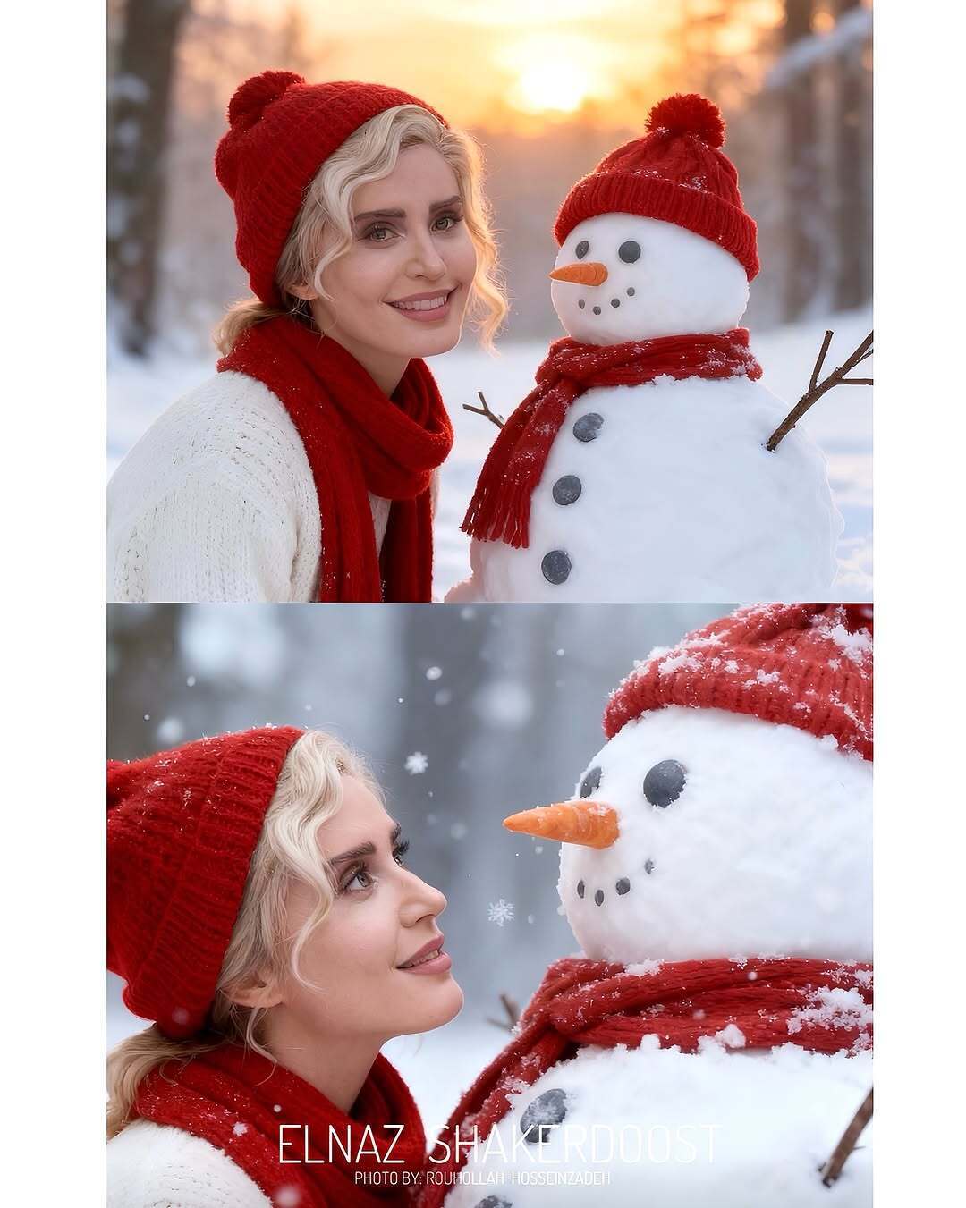 عکس‌های جادویی هوش مصنوعی از «الناز شاکردوست» زیر بارش برف