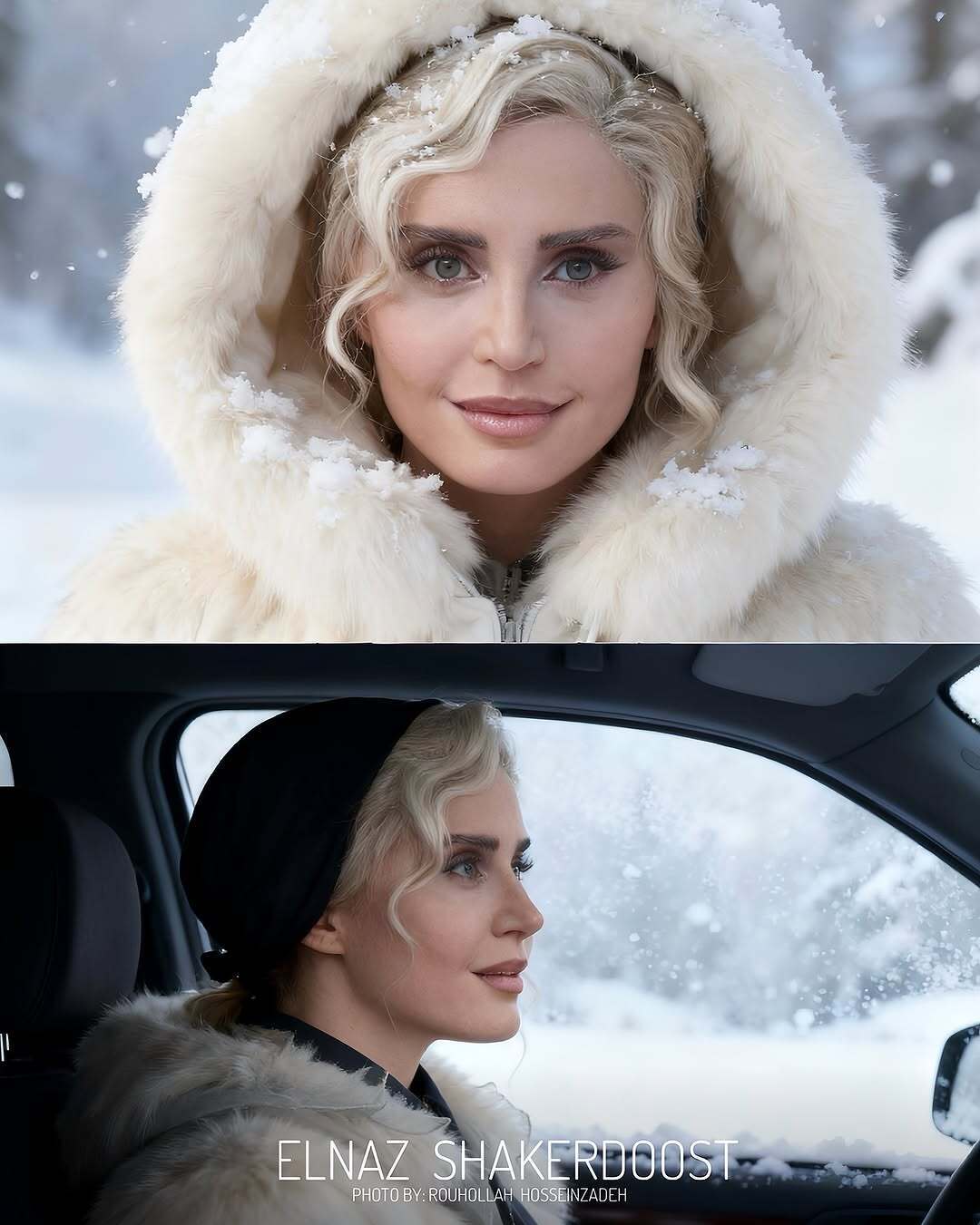 عکس‌های جادویی هوش مصنوعی از «الناز شاکردوست» زیر بارش برف