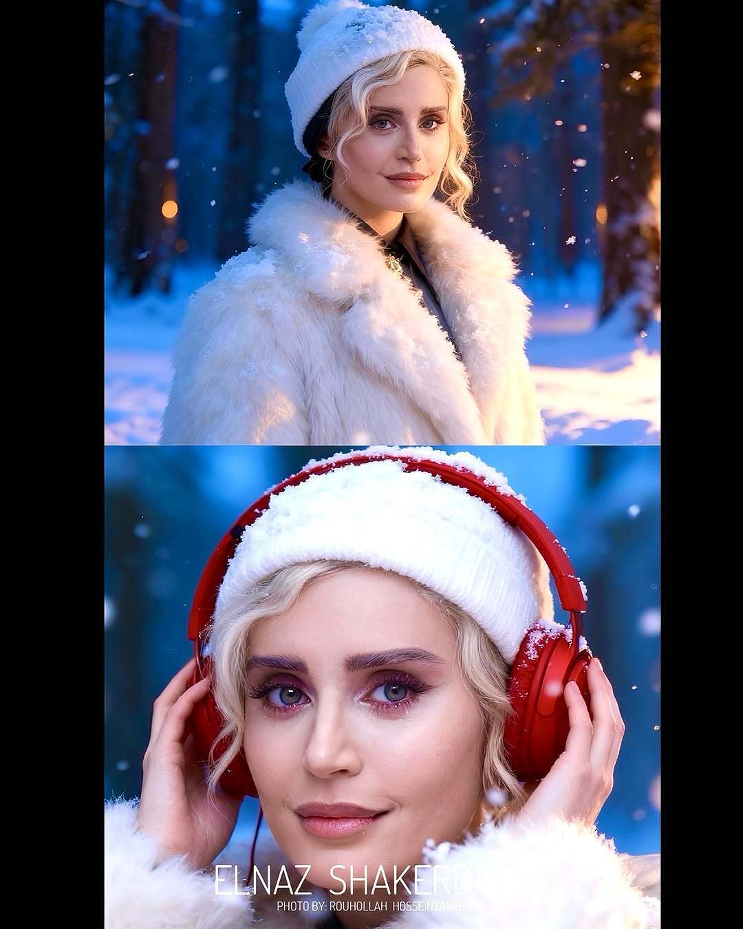 عکس‌های جادویی هوش مصنوعی از «الناز شاکردوست» زیر بارش برف