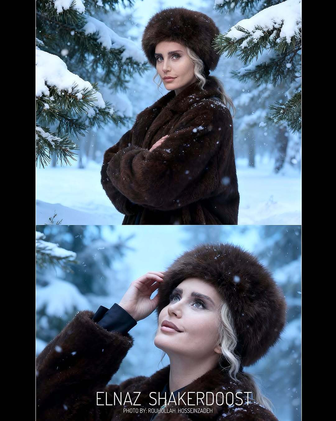 عکس‌های جادویی هوش مصنوعی از «الناز شاکردوست» زیر بارش برف